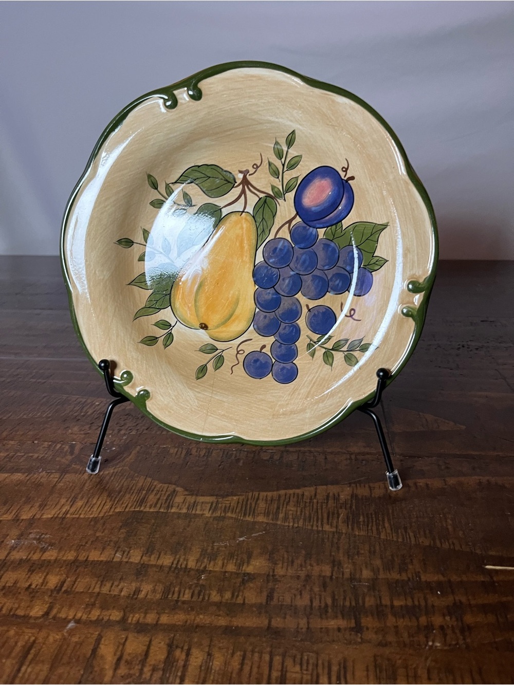 Home Trends-Fruit Ceramic Plate and 2 bowls- Yellow & Blue Small crack in plate